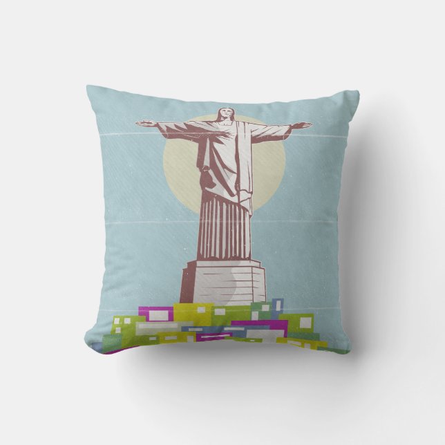 Christ the Redeemer Travel poster Favela  Cushion (Front)