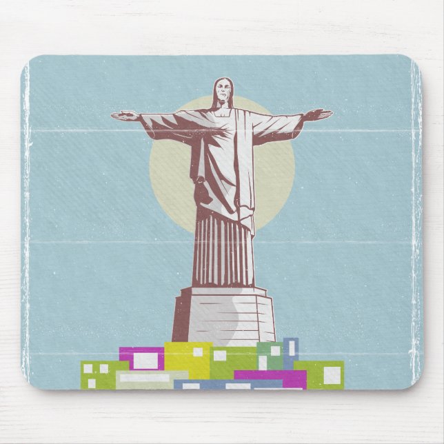 Christ the Redeemer Travel poster Favela  Mouse Mat (Front)