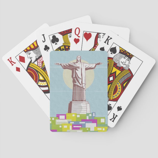Christ the Redeemer Travel poster Favela  Playing Cards (Back)
