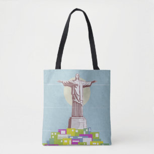 Christ the Redeemer Travel poster Favela  Tote Bag