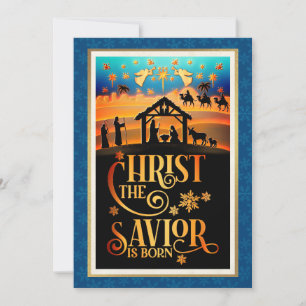 Christ The Savior Is Born" Nativity Christmas Holiday Card