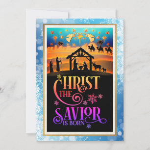 Christ The Savior Is Born" Nativity Christmas Holiday Card