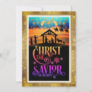 Christ The Savior Is Born" Nativity Christmas Holiday Card