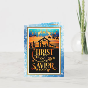 Christ The Savior Is Born" Nativity Christmas Holiday Card