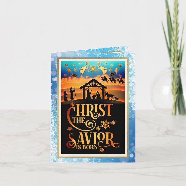 "Christ The Savior Is Born" Nativity Christmas Holiday Card (Front)