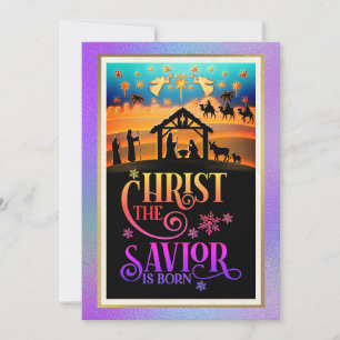 Christ The Savior Is Born" Nativity Christmas Holiday Card