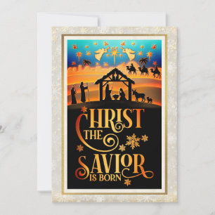 Christ The Savior Is Born" Nativity Christmas Holiday Card
