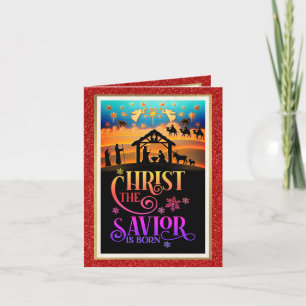 Christ The Savior Is Born" Nativity Christmas Holiday Card