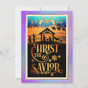 Christ The Savior Is Born" Nativity Christmas Holiday Card