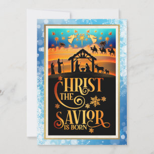 Christ The Savior Is Born" Nativity Christmas Holiday Card