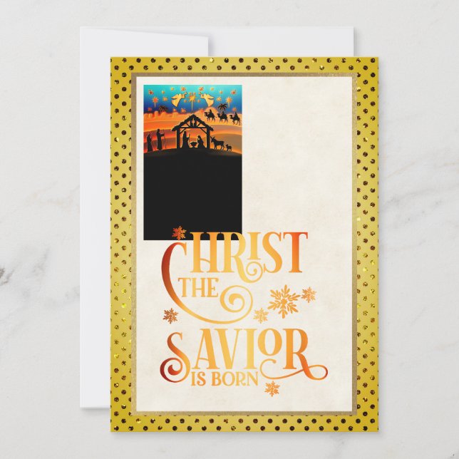 "Christ The Savior Is Born" Nativity Christmas Holiday Card (Front)