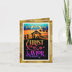 Christ The Savior Is Born" Nativity Christmas Holiday Card