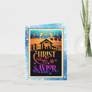 Christ The Savior Is Born" Nativity Christmas Holiday Card