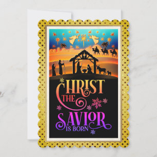 Christ The Savior Is Born" Nativity Christmas Holiday Card