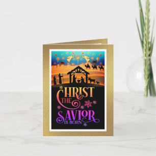 Christ The Savior Is Born" Nativity Christmas Holiday Card