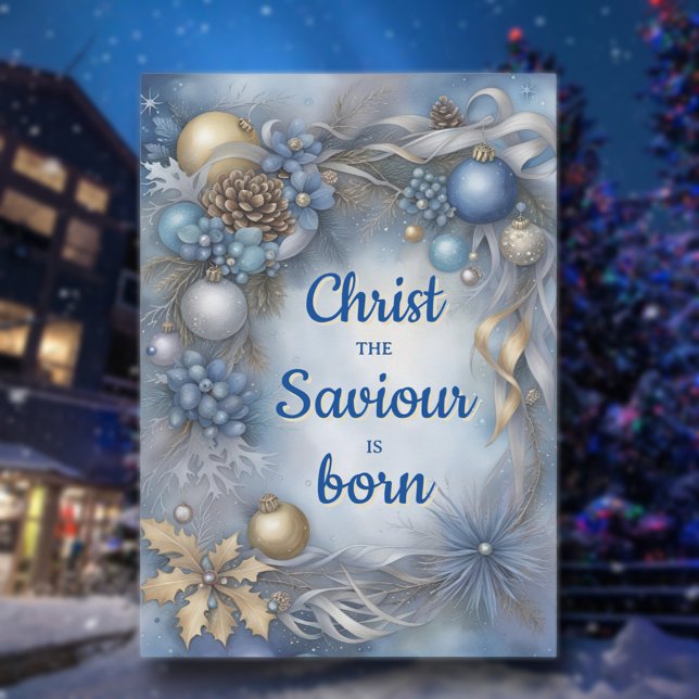 Christ the Saviour Botanical Christian Christmas Holiday Card (Creator Uploaded)