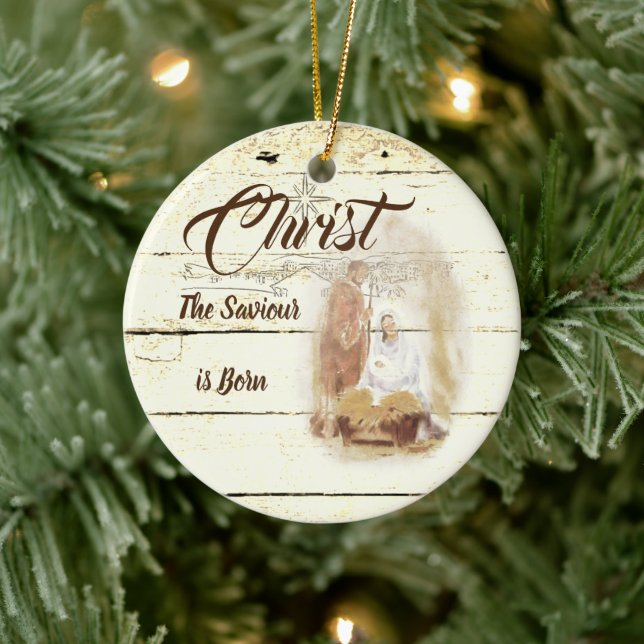 Christ the Saviour is born Ceramic Tree Decoration (Tree)