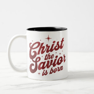 Christ The Saviour Is Born Christian Christmas  Two-Tone Coffee Mug