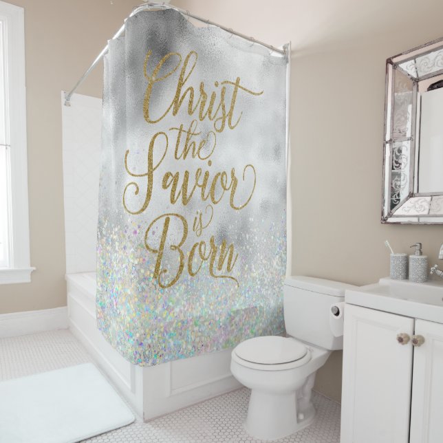 Christ the Saviour is Born Christmas Shower Curtain (In Situ)