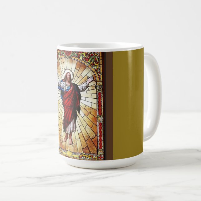 Christ the Saviour on Stained Glass  Coffee Mug (Front Right)