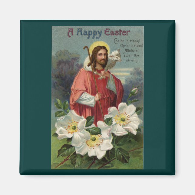 Christ the Shepherd with Lamb Vintage Easter Magnet (Front)