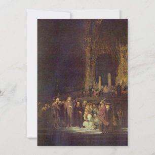 Christ & the Woman Taken in Adtúy by Rembrandt Holiday Card