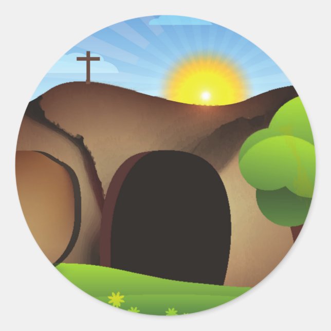 christ tomb classic round sticker (Front)
