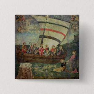 Christ walking on the water, after the 'Navicella' 15 Cm Square Badge