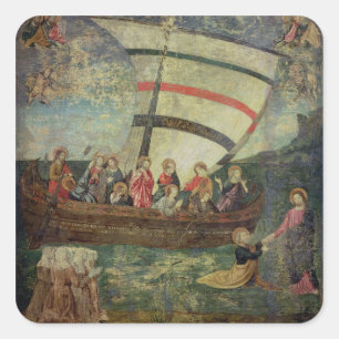 Christ walking on the water, after the 'Navicella' Square Sticker