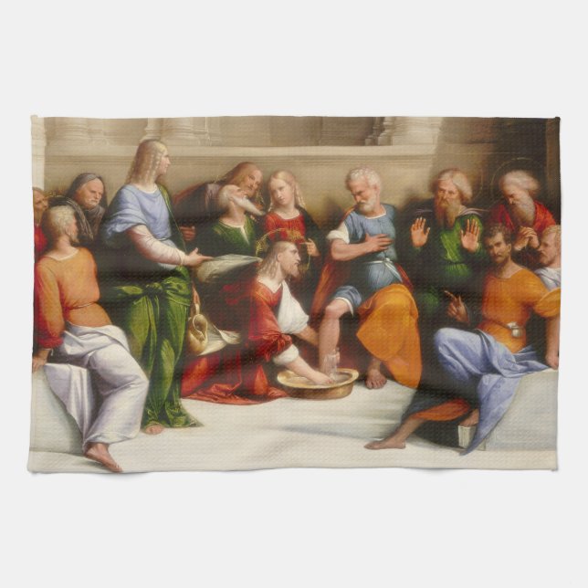 Christ Washing Feet - Garofalo Fine Art Tea Towel (Horizontal)