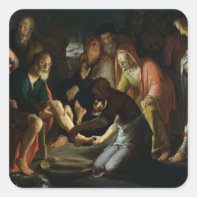 Christ Washing the Disciples' Feet, 1623 Square Sticker (Front)