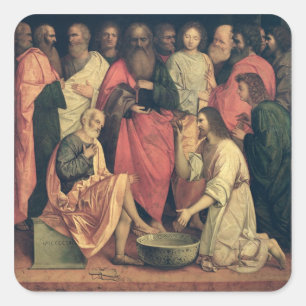 Christ Washing the Disciples' Feet Square Sticker