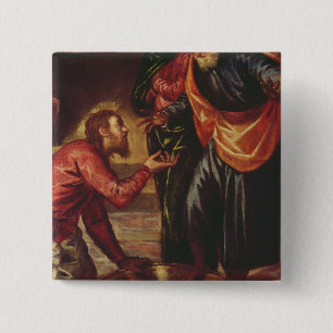 Christ Washing the Feet of the Disciples 15 Cm Square Badge