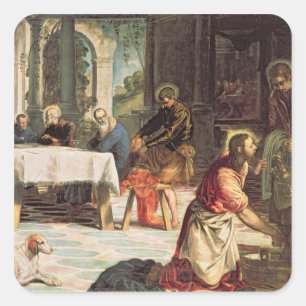 Christ Washing the Feet of the Disciples 2 Square Sticker