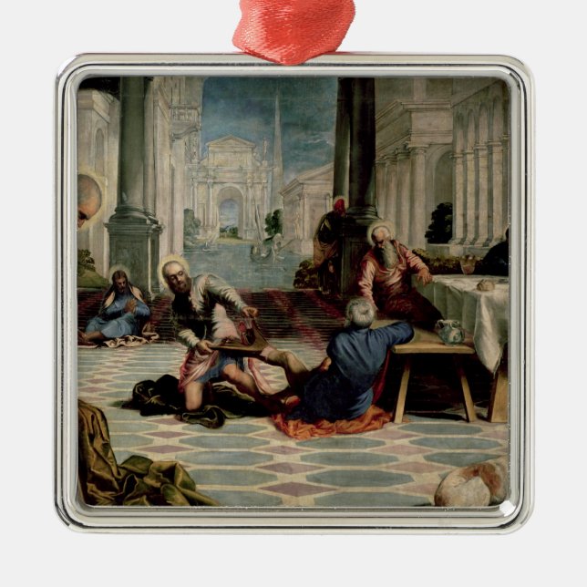Christ Washing the Feet of the Disciples Metal Tree Decoration (Front)