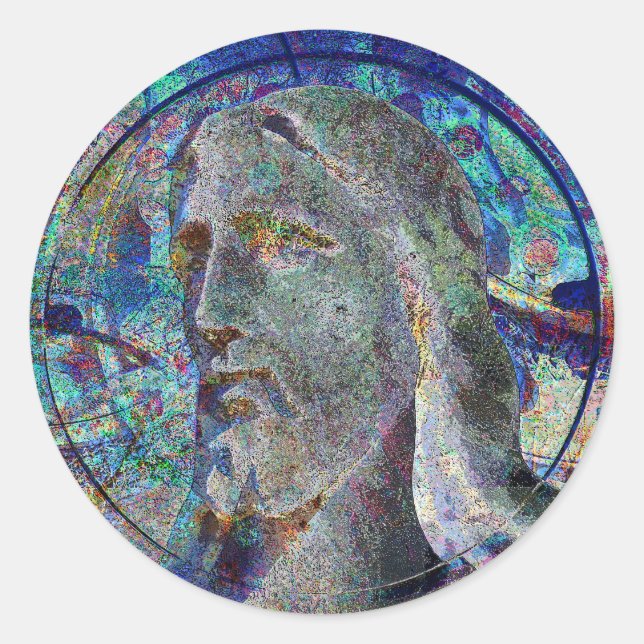 Christ With Halo Stained Glass Sticker (Front)
