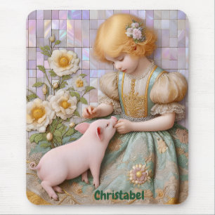 CHRISTABEL ~ Pastel Girl Piglet ~ Mousepad