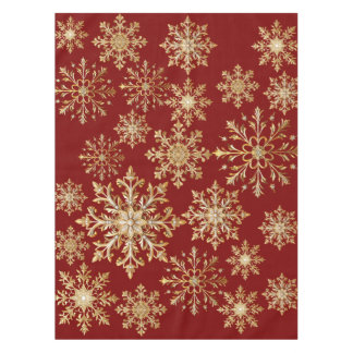 Christams Gold and Red Snowflake Tablecloth