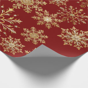Christams Gold and Red Snowflake Wrapping paper