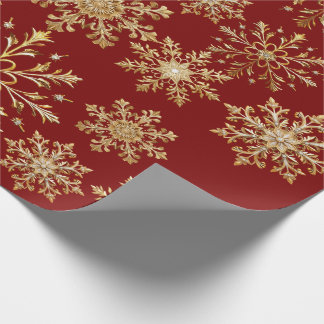 Christams Gold and Red Snowflake Wrapping paper