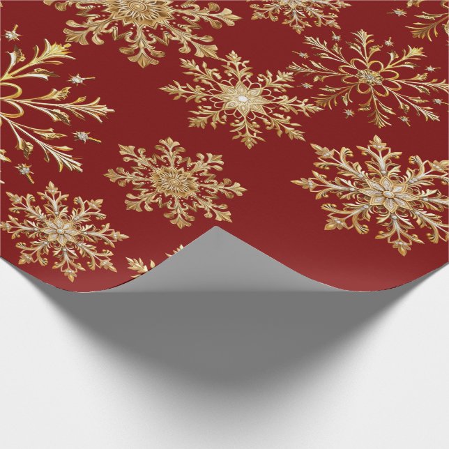 Christams Gold and Red Snowflake Wrapping paper (Corner)
