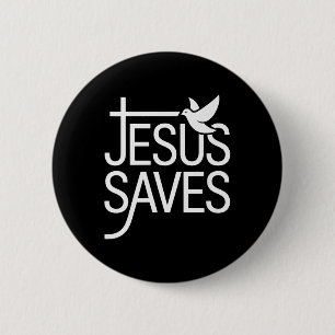 Christan Jesus Saves Premium 6 Cm Round Badge
