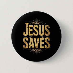 Christan Jesus Saves Premium 6 Cm Round Badge