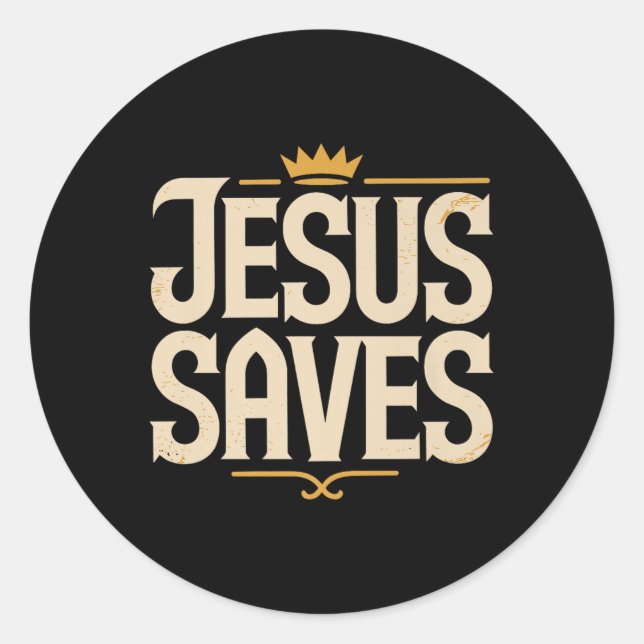 Christan Jesus Saves Premium  Classic Round Sticker (Front)