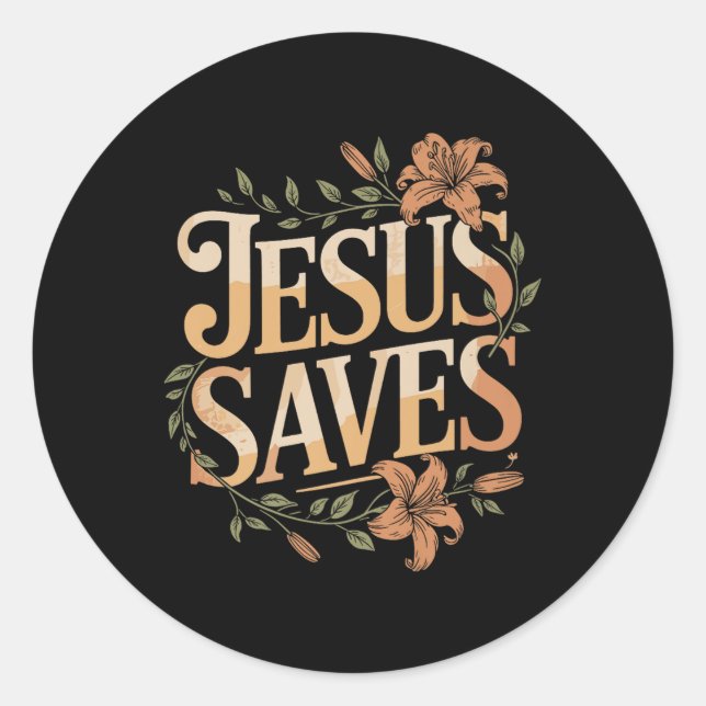 Christan Jesus Saves Premium  Classic Round Sticker (Front)