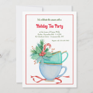 Christas Teacup Holiday Tea Party Invitation