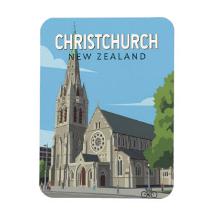 Christchurch New Zealand Illustration Travel Art Magnet