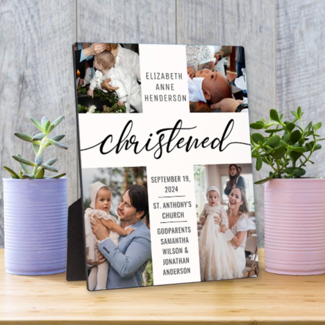 Christened Photo Collage Christening Keepsake Plaque (Creator Uploaded)