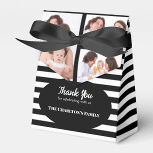 Christening 3 Sections Custom Photo Stripes Favour Box