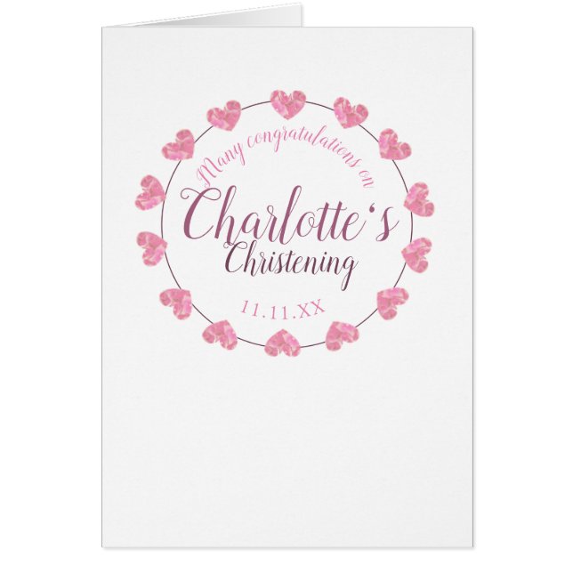 Christening baby girl congratulations card (Front)